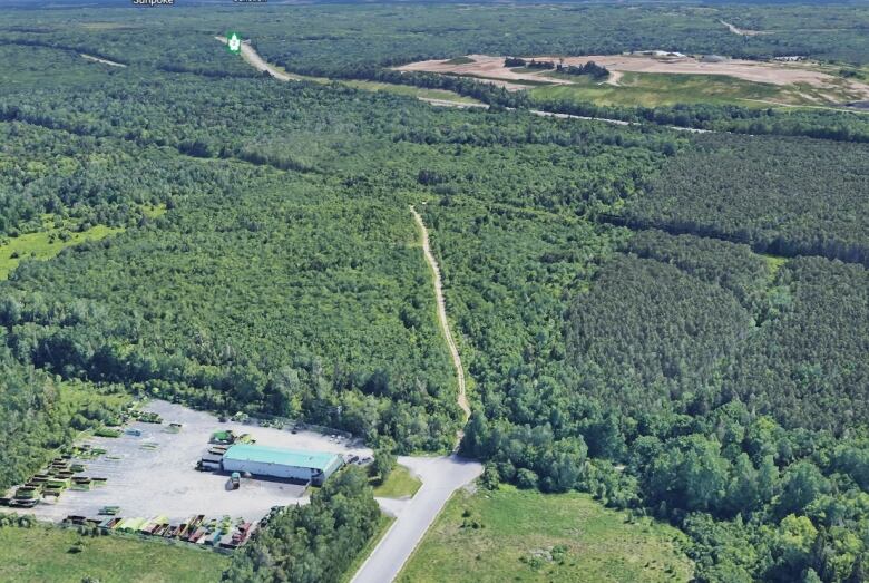 A large piece of green land captured from above