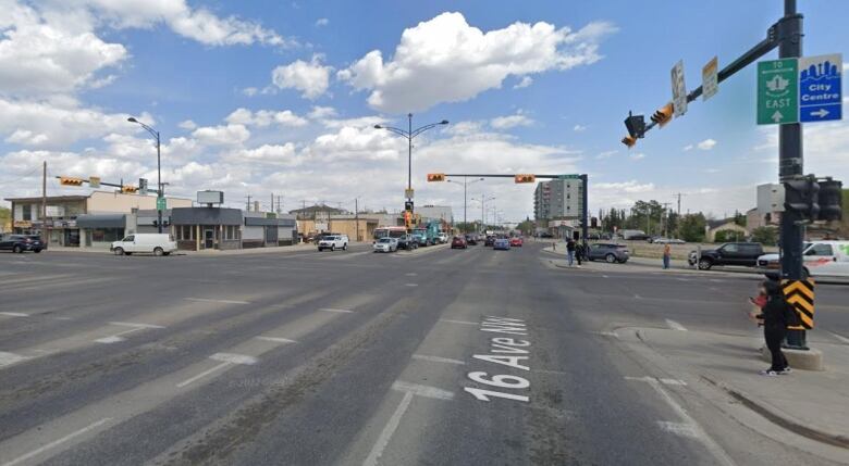 An intersection in Calgary is pictured.