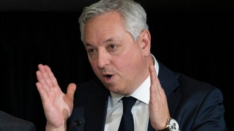 Canadian Security Intelligence Service Director David Vigneault responds to a question from counsel as he testifies at the Public Order Emergency Commission, Monday, Nov. 21, 2022 in Ottawa.