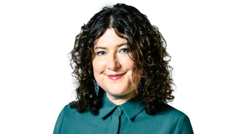 Photo of brown-haired woman on white background