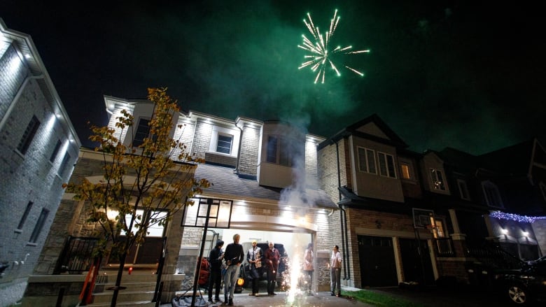 Residents of Brampton set off fireworks to mark the start of Diwali on Nov. 4, 2021.