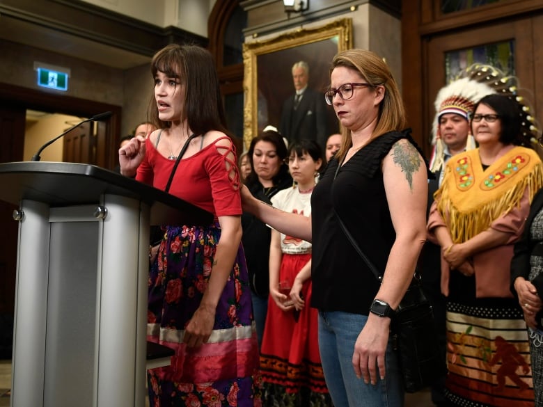 Cambria Harris spoke at a news conference in Ottawa last Tuesday. Harris is the daughter of Morgan Harris, who was one of four women allegedly killed by Jeremy Skibicki.