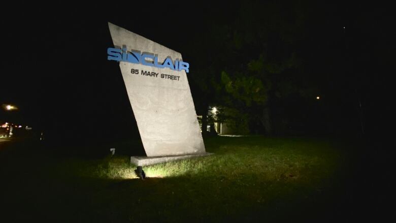 A sign outside Sinclair Technologies office in Aurora, Ontario. Since 2017, the company has been controlled by Chinese telecommunications firm Hytera, which is partly owned by the Chinese government.