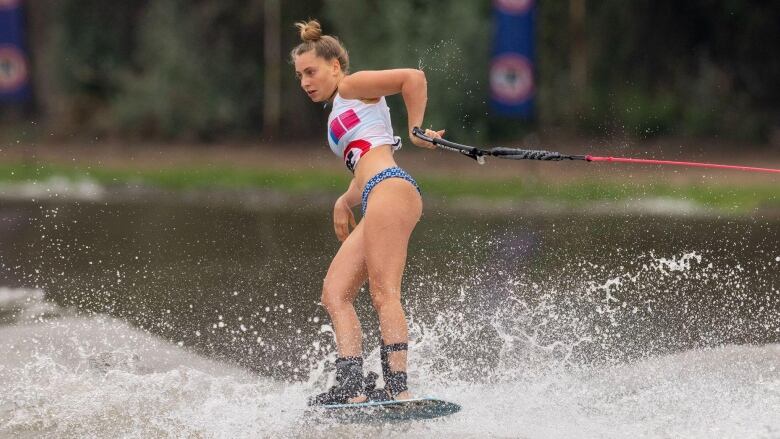 Hannah Stopnicki competing at the Pan American Water Ski Championships.