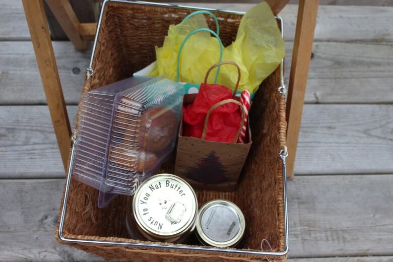 Homemade items brought by participants in a workshop on raising backyard birds.