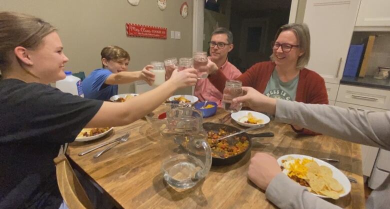 Family eating at a table 