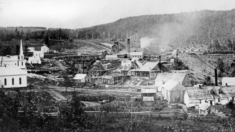 Archival photo of mining community