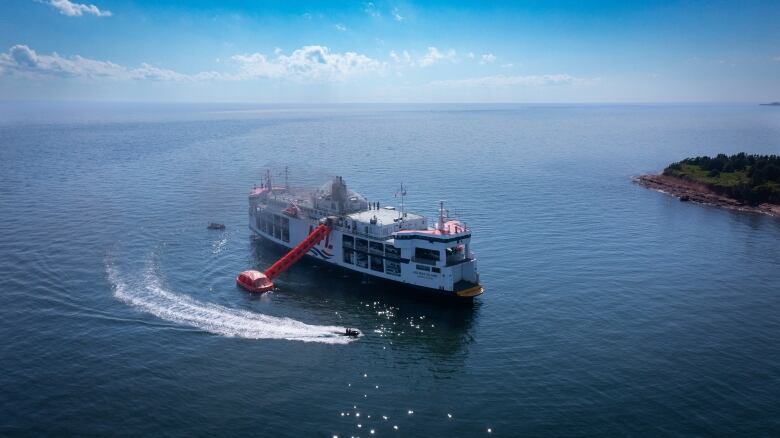 A ferry on fire in the middle of the Northumberland Strait.