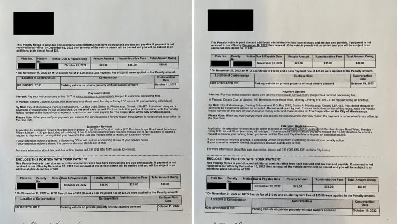 Danny Latincic received two parking tickets on his vehicle after it was stolen from his Oakville residence on Oct. 10, 2022