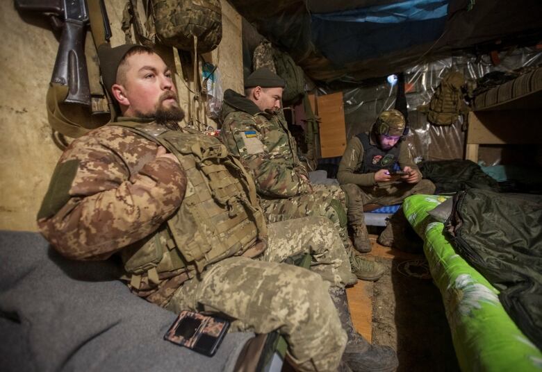 Ukrainian soldiers in Donetsk region.