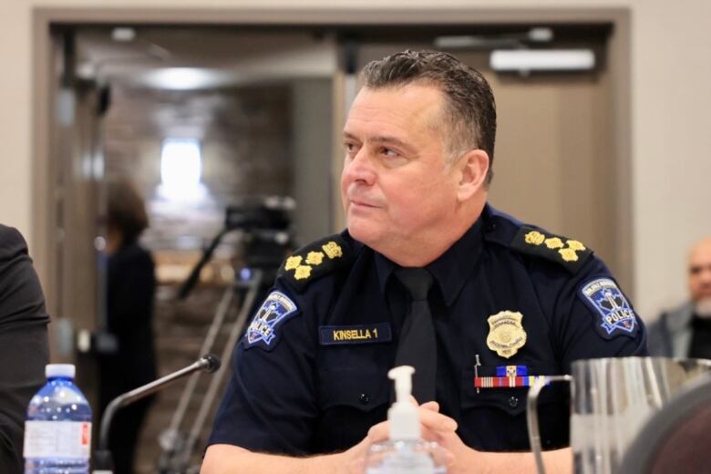 Police Chief Dan Kinsella prepares to testify before the Nova Scotia Police Review Board on January 5, 2023.