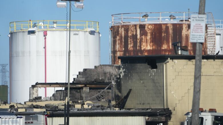 The scene of an industrial explosion in shown in Ottawa, Friday, Jan.14, 2022. Ottawa police say one man has died and five others are missing after an explosion at an Ottawa tanker-truck manufacturer yesterday. 