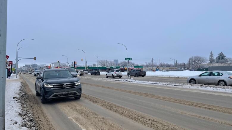 Cars on street.