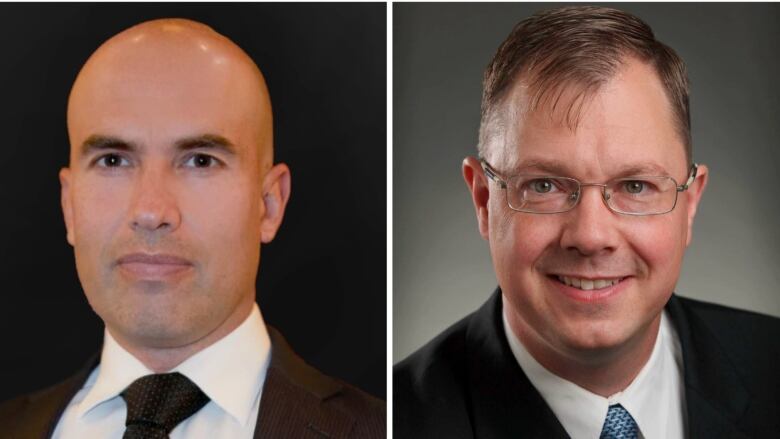 Professional head shots of two men from the Justice Centre for Constitutional Freedoms. On the left is lawyer Jay Cameron and on the right is JCCF founder and President John Carpay.