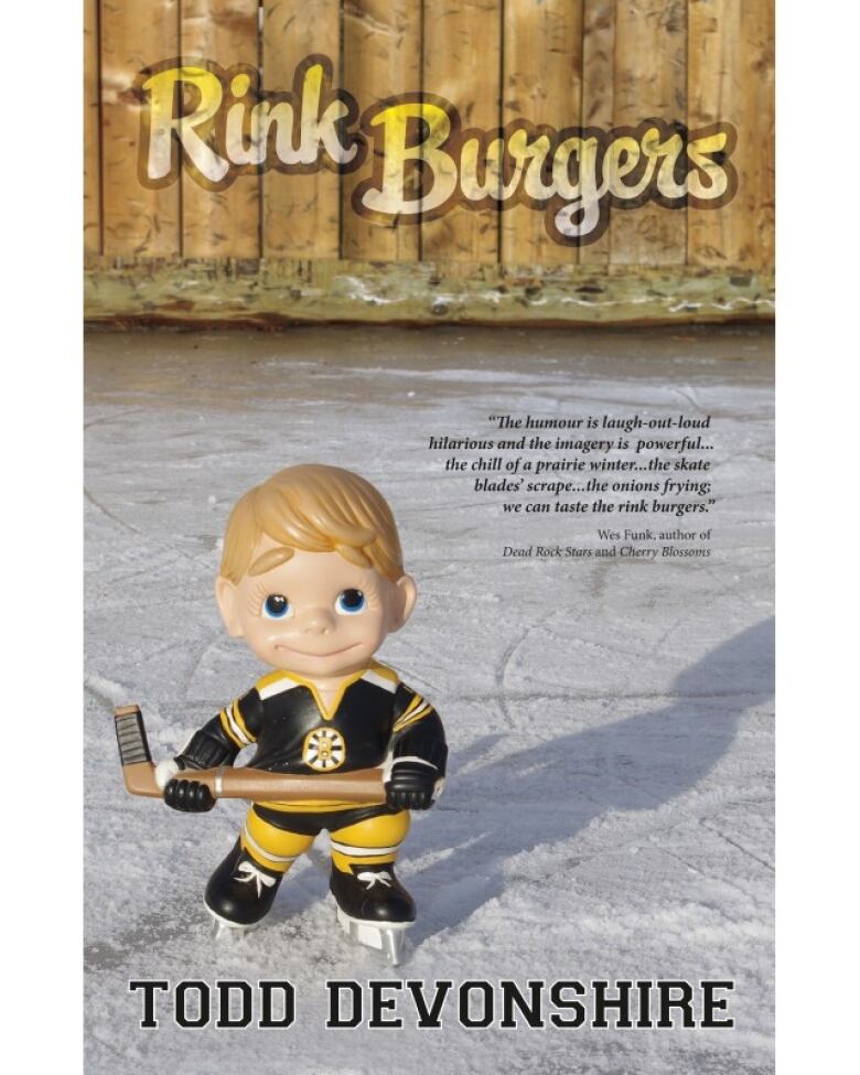 Book cover with hockey player on ice.