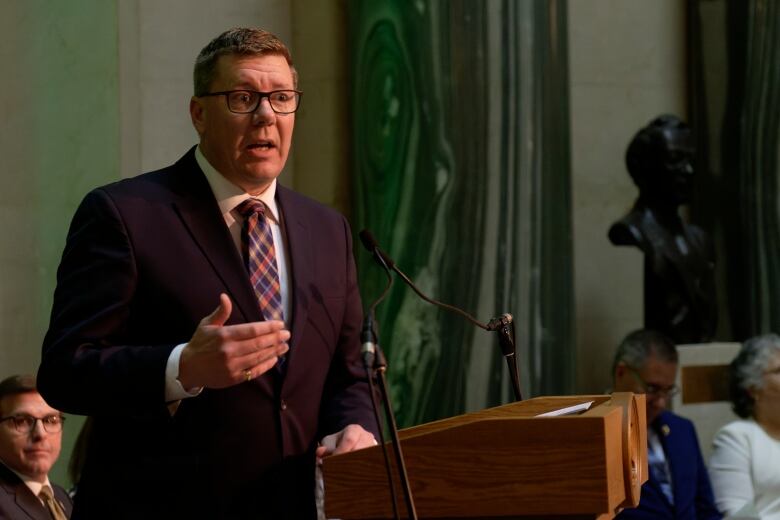 Saskatchewan Premier Scott Moe is pictured in the province's legislative building.