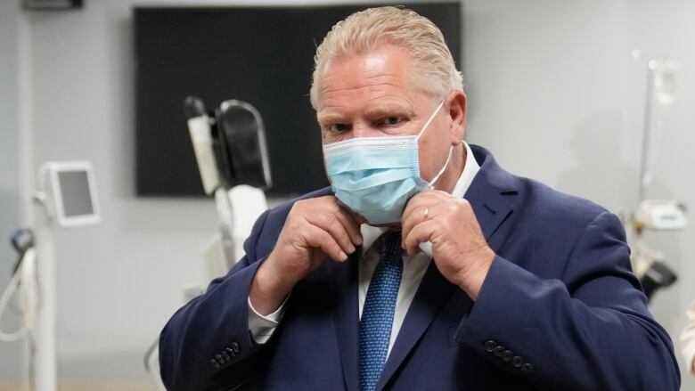 Ontario Premier Doug Ford wearing a surgical mask. 