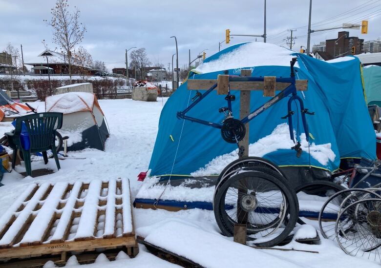 The encampment at 100 Victoria Street has been around since the end of 2021. 