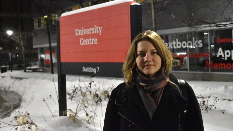 Anastasiia Kot, president of the Carleton Ukrainian Students' Club, is pictured outside the Carleton University Centre.