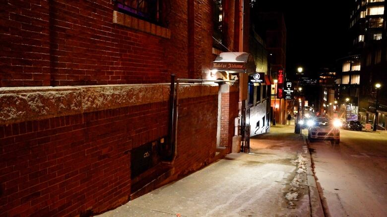 The exterior of the Halifax Alehouse seen from Prince St. in downtown Halifax, Nova Scotia.