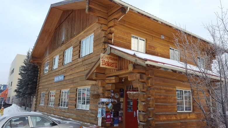 A log cabin cafe. 