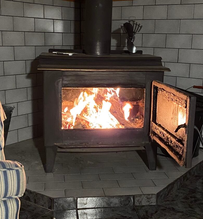 Wood burning stove.