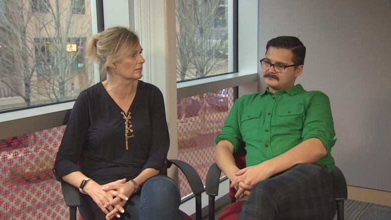 A photo of Sasha Mark and Susan Semeniw seated together for an interview. 