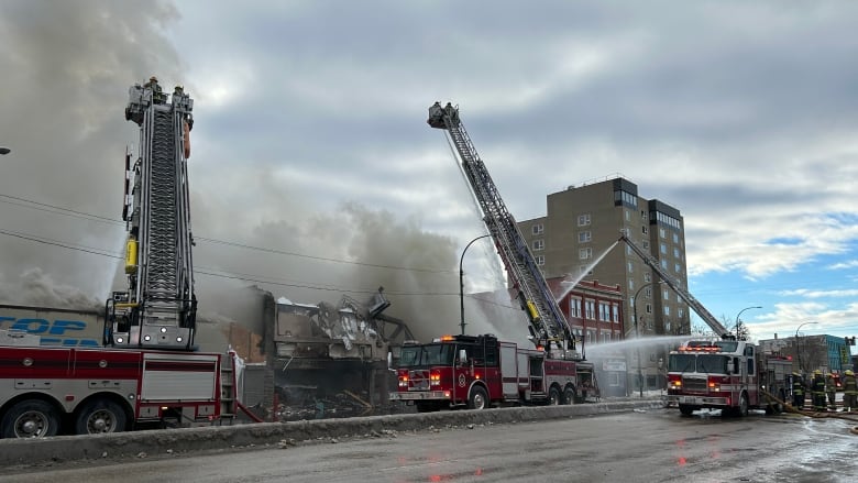 Fire crews on scene at a major fire.