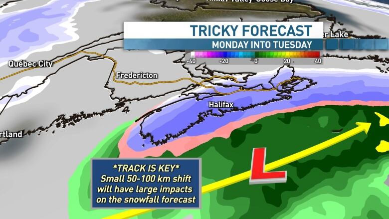 With a tight gradient between no snow and significant snow, a small shift in the track of the storm will have large impacts to the forecast. 