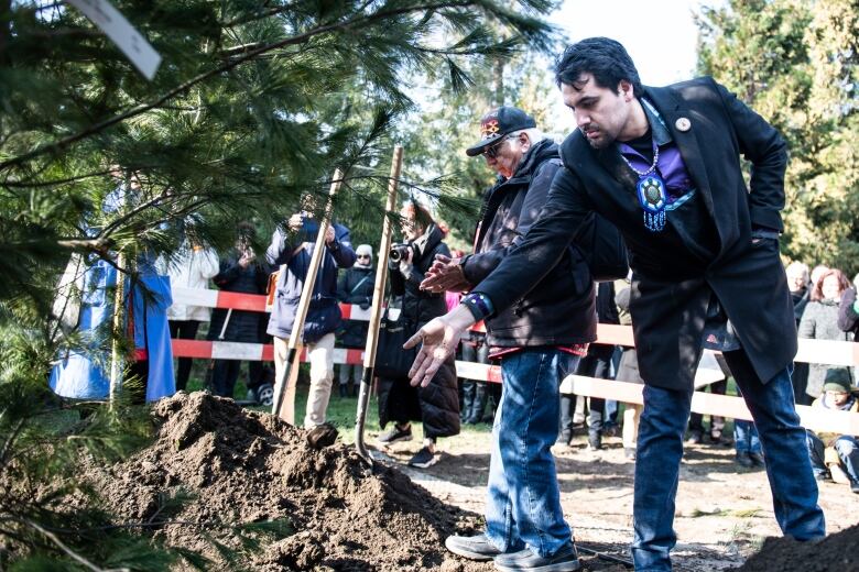 Brennen Ferguson at the city of Geneva's tree of peace planting on Feb. 10, 2023.