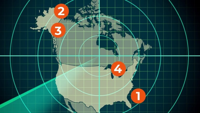 A map of North America.