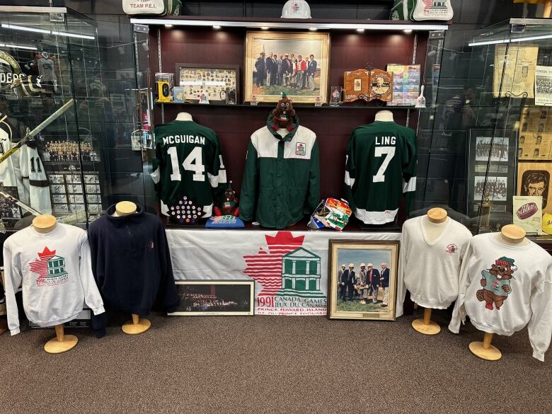 A display of many items from the 1991 Canada Games 