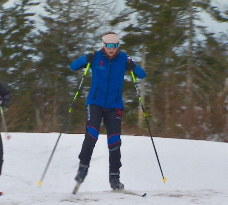 A person outside skiing.