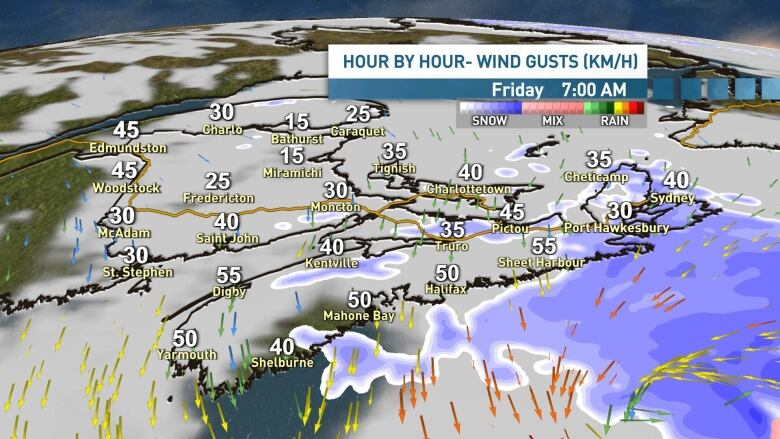 The snow will quickly taper to flurries in Nova Scotia through Friday morning.