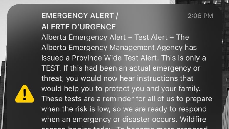 A screenshot of emergency alerts