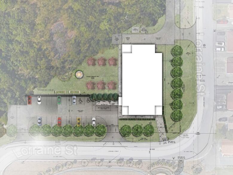 A drawing of a transitional housing complex from the top down.