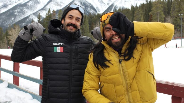 Christopher Gomez (left) and Raul Antonio Figueroa (right) are pictured outside the Canmore Nordic Centre on Wednesday, March 1, 