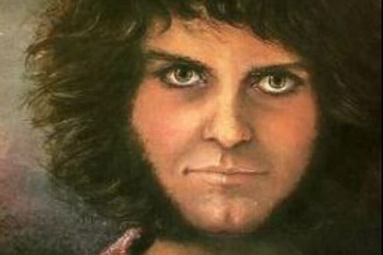 Painting on an album cover showing a man with long dark hair and sideburns