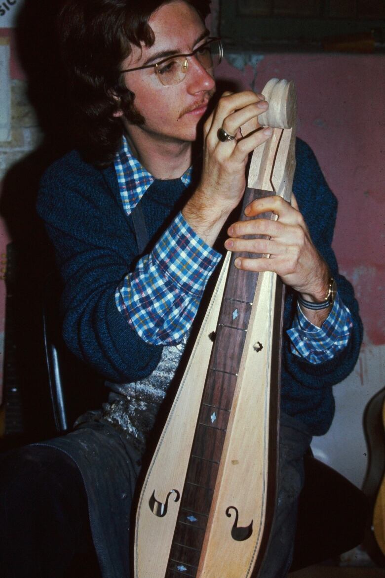 Peter Sawchyn working on a Dulcimer in 1973. 