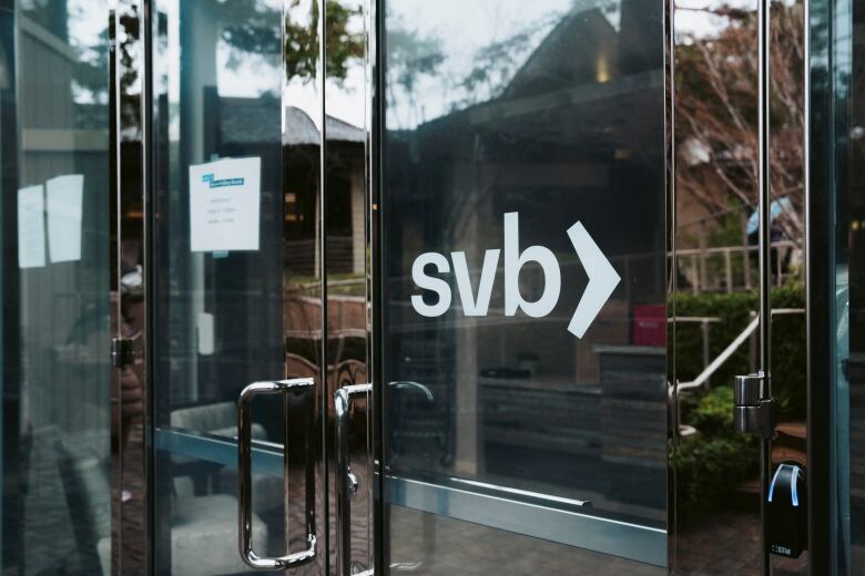 The main entrance to a bank in Menlo Park, Calif.