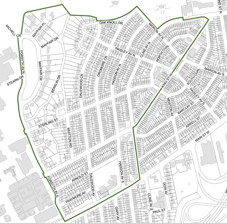 A map of McMaster University residences.