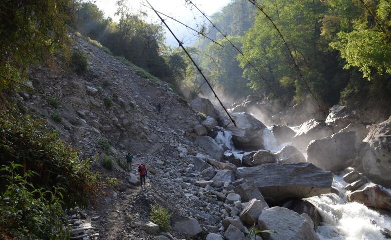 Dhiraj Pradhanangas research group on the trek from Syaphru to Kyangjin Glacier, Nepal. 