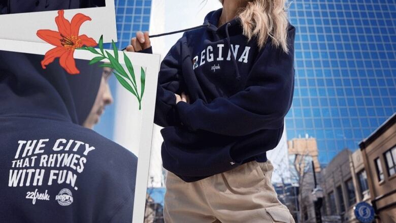 A since deleted post from 22Fresh advertising merchandise as part of the Experience Regina rebrand. The sweaters featured the slogan 