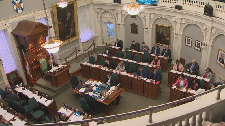 Overhead shot of chamber in session