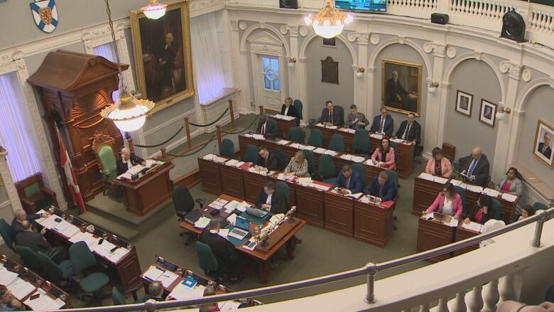 Overhead shot of chamber in session