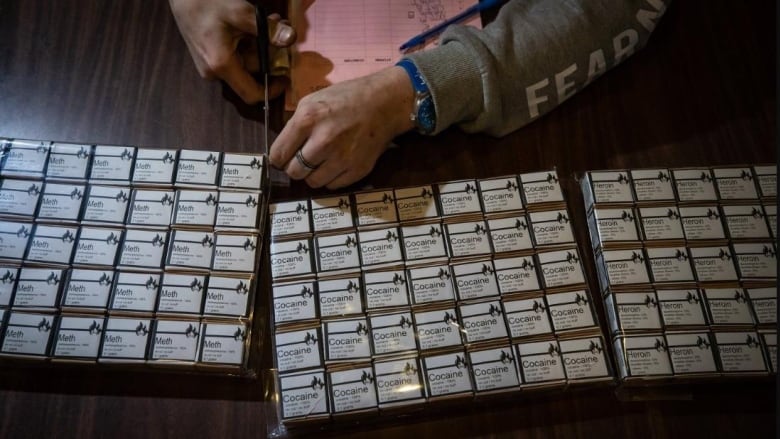 A tested supply of cocaine, heroin and methamphetamine is readied for distribution to drug users n Vancouver, on Wednesday, February 9, 2022.