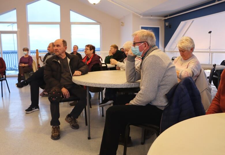 People attend a community meeting in North Sydney, N.S.