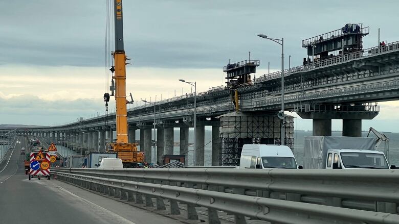 A bridge under construction.