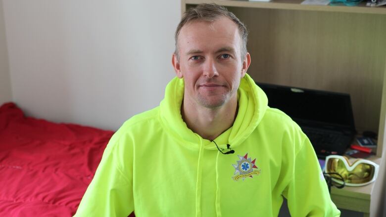 Andrii Tkachenko is pictured at home in Banff.