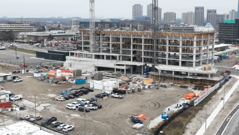 Aerial view of construction. 